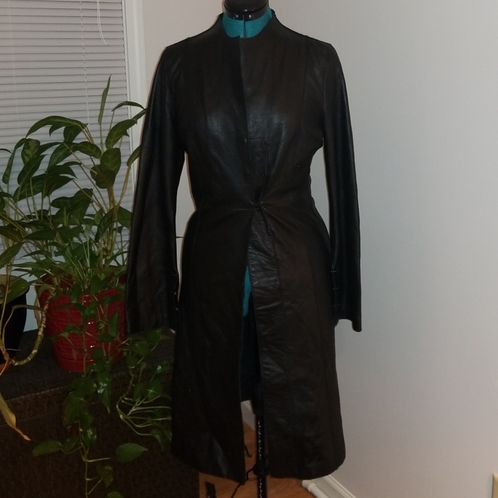 Leather midi jacket